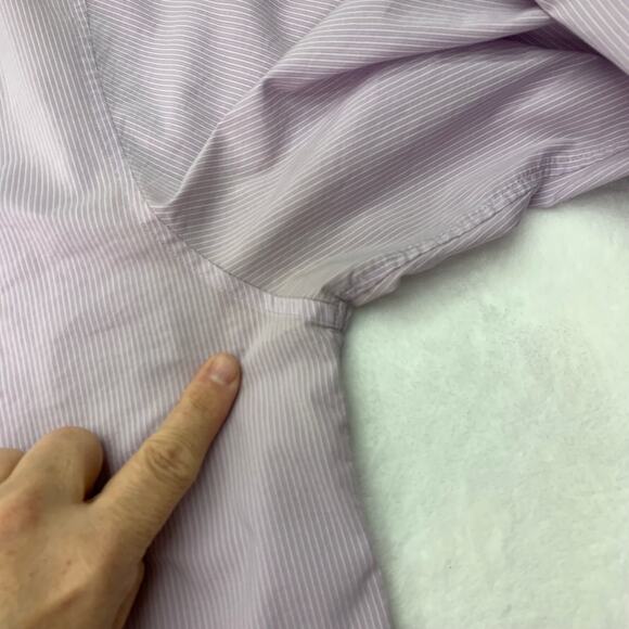 John Varvatos Mens Sz Large Purple White Striped Long Sleeve Button Up Shirt - Picture 7 of 7